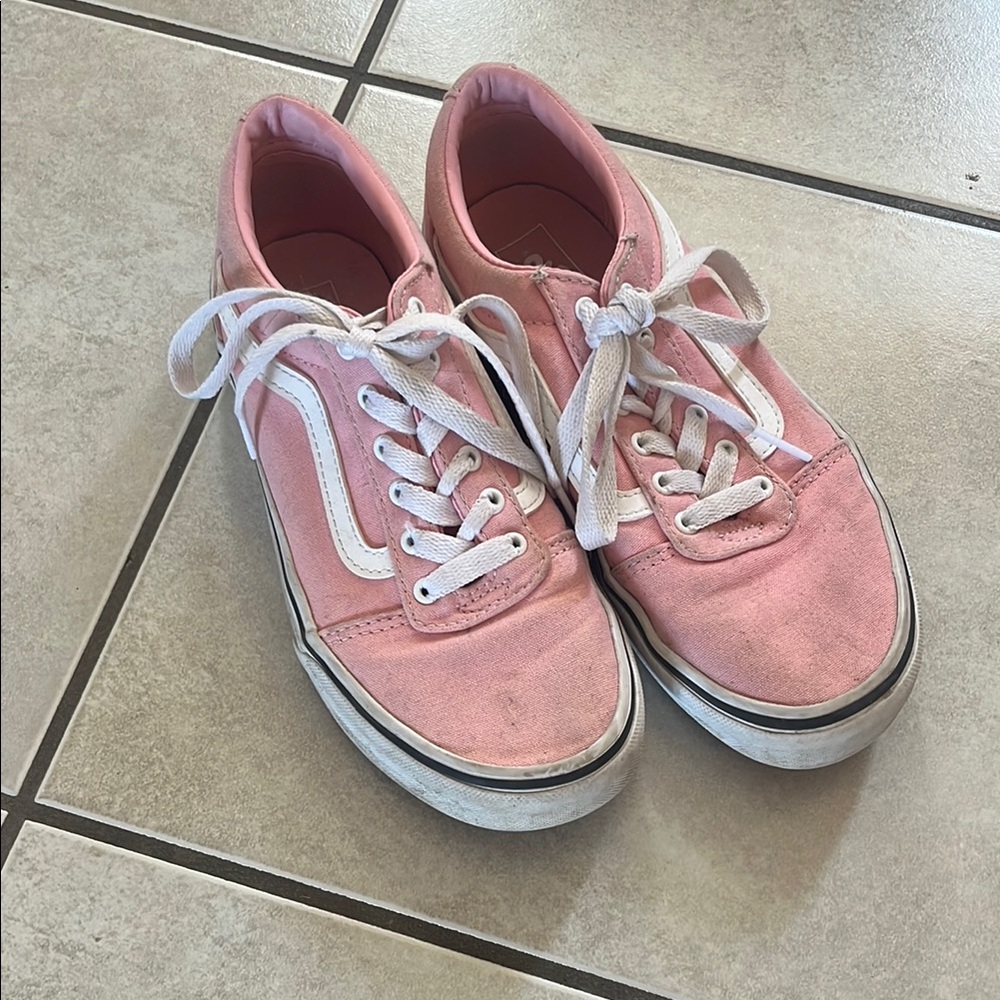 Vans | Pink Canvas Sneakers with White Accents, girls 4